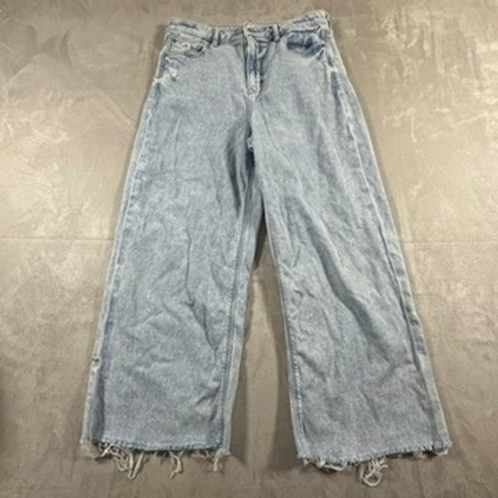 American Eagle Baggy Wide Leg Jeans Womens Y2K High Rise Size 10 Light Wash